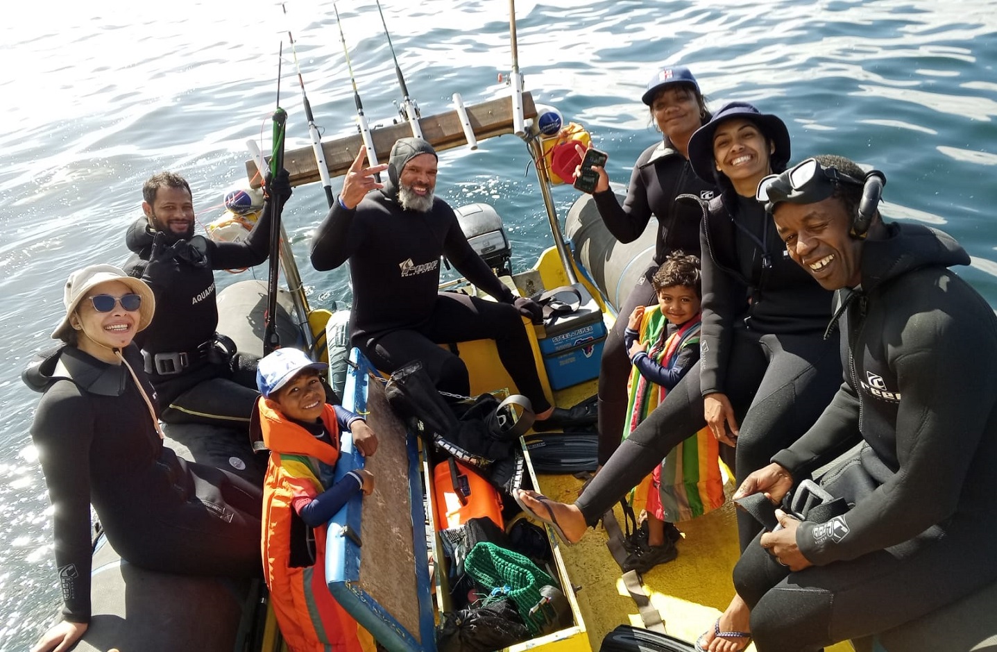 Boat cruising along the Cape Town coastline for a custom special trip